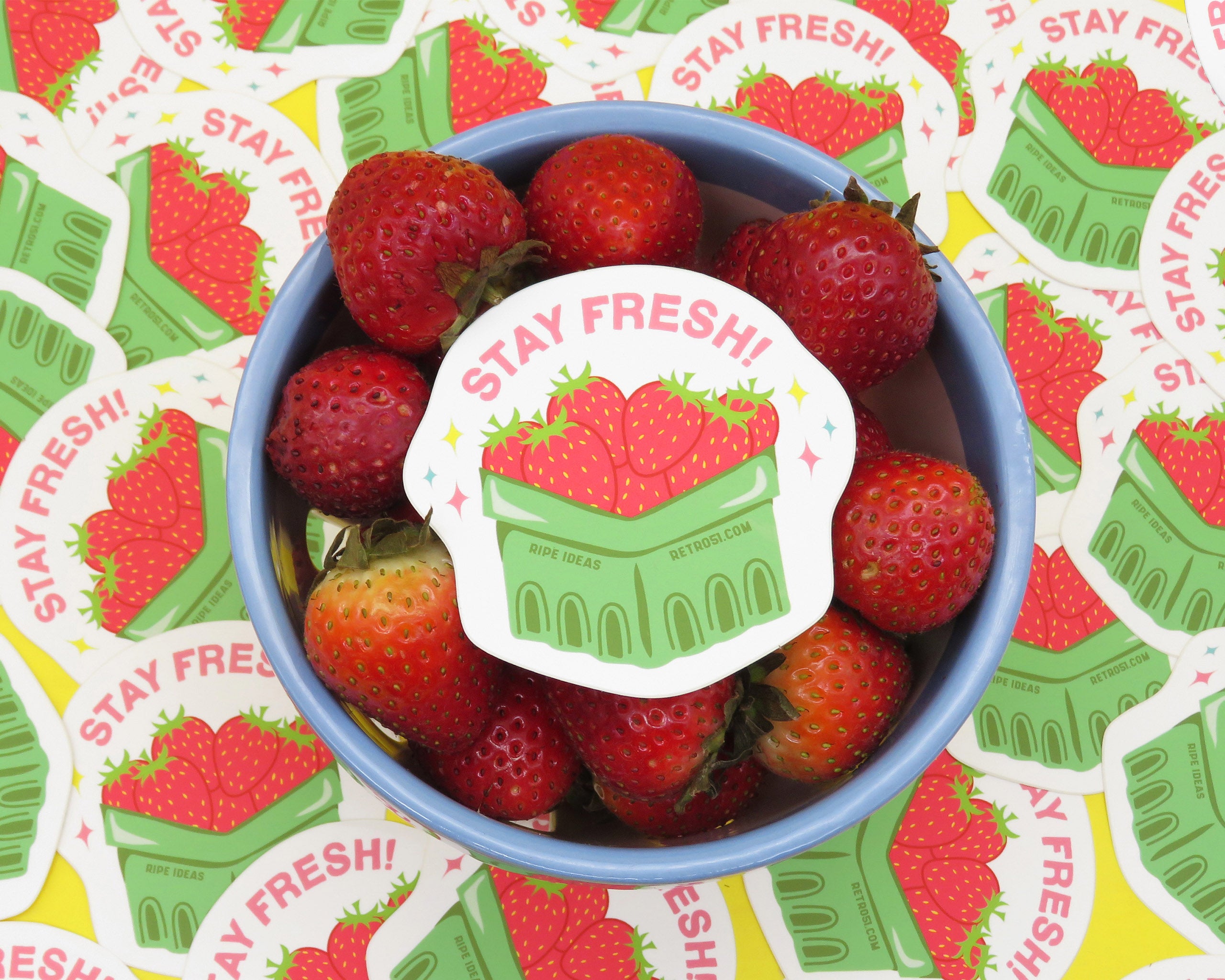 'Stay Fresh' Strawberries Sticker - Image 2