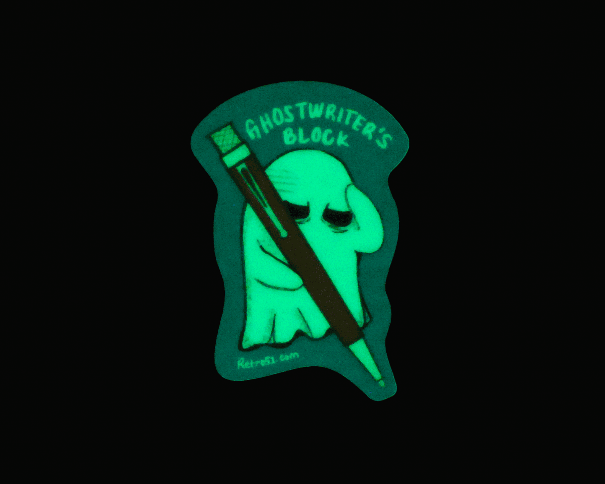 'Ghostwriter's Block' Glow-in-the-Dark Sticker - Image 2